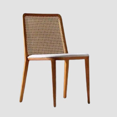 Chaise moderne en bois et rotin bohème