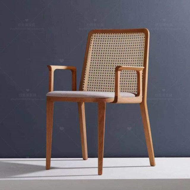 Chaise moderne en bois et rotin bohème