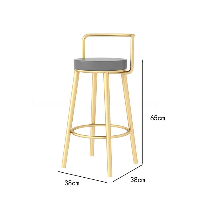 Tabouret de bar moderne en métal avec dossier minimaliste