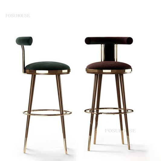 Chaise de bar design chic en velours et métal