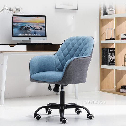 Fauteur de bureau ergonomique en tissu sur roulette