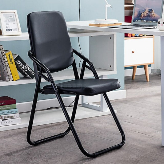 Chaise pliable assise confort rembourrée en similicuir et métal