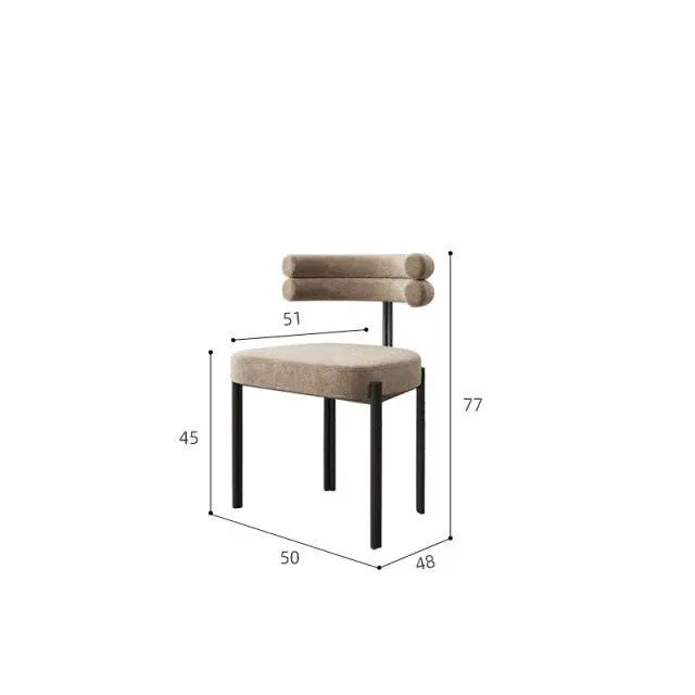Chaise design italien en métal et velours avec dossier semi circulaire