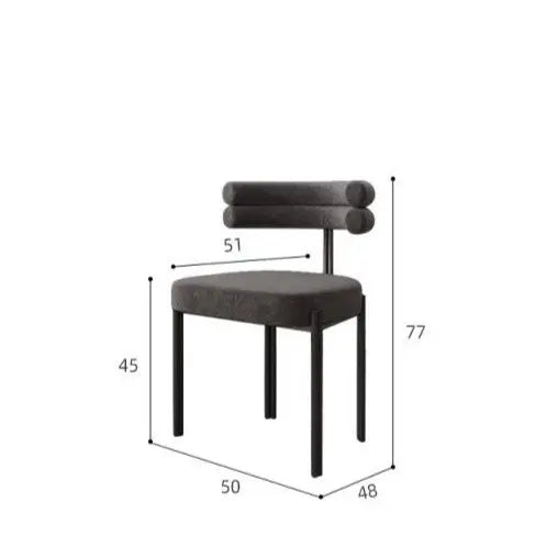 Chaise design italien en métal et velours avec dossier semi circulaire