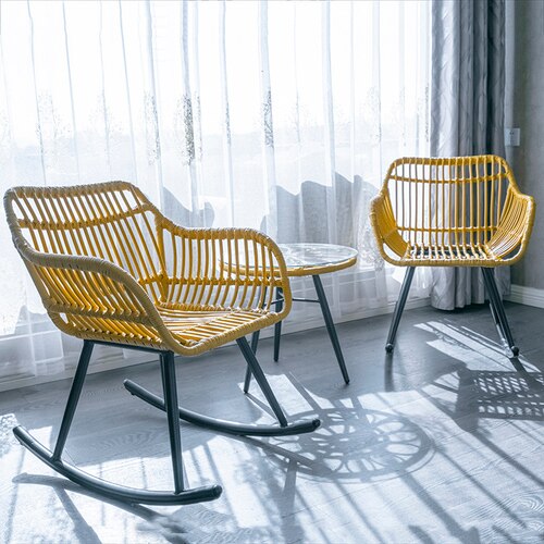 Fauteuil scandinave relax à bascule en rotin