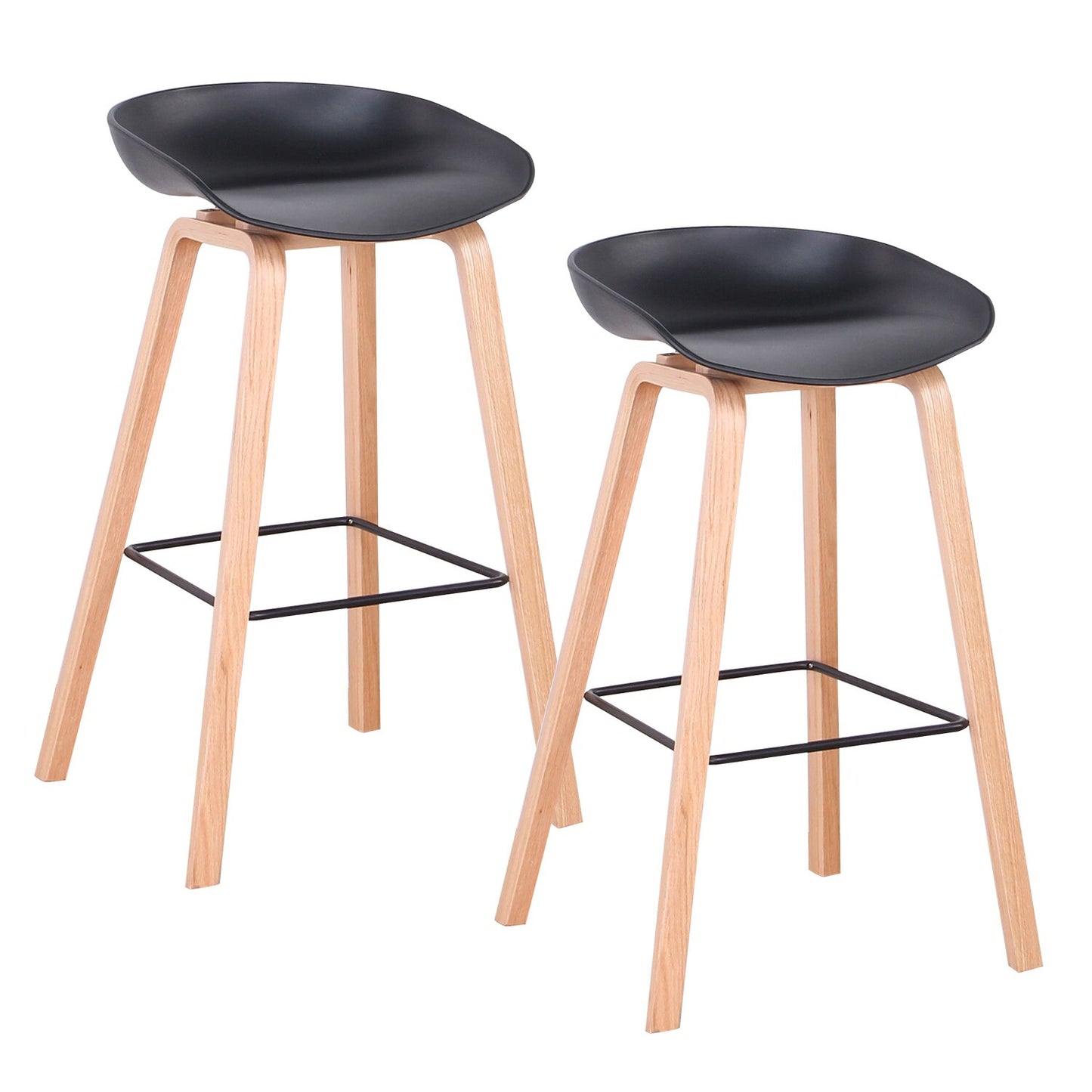Tabouret de bar nordique en bois clair et assise résine