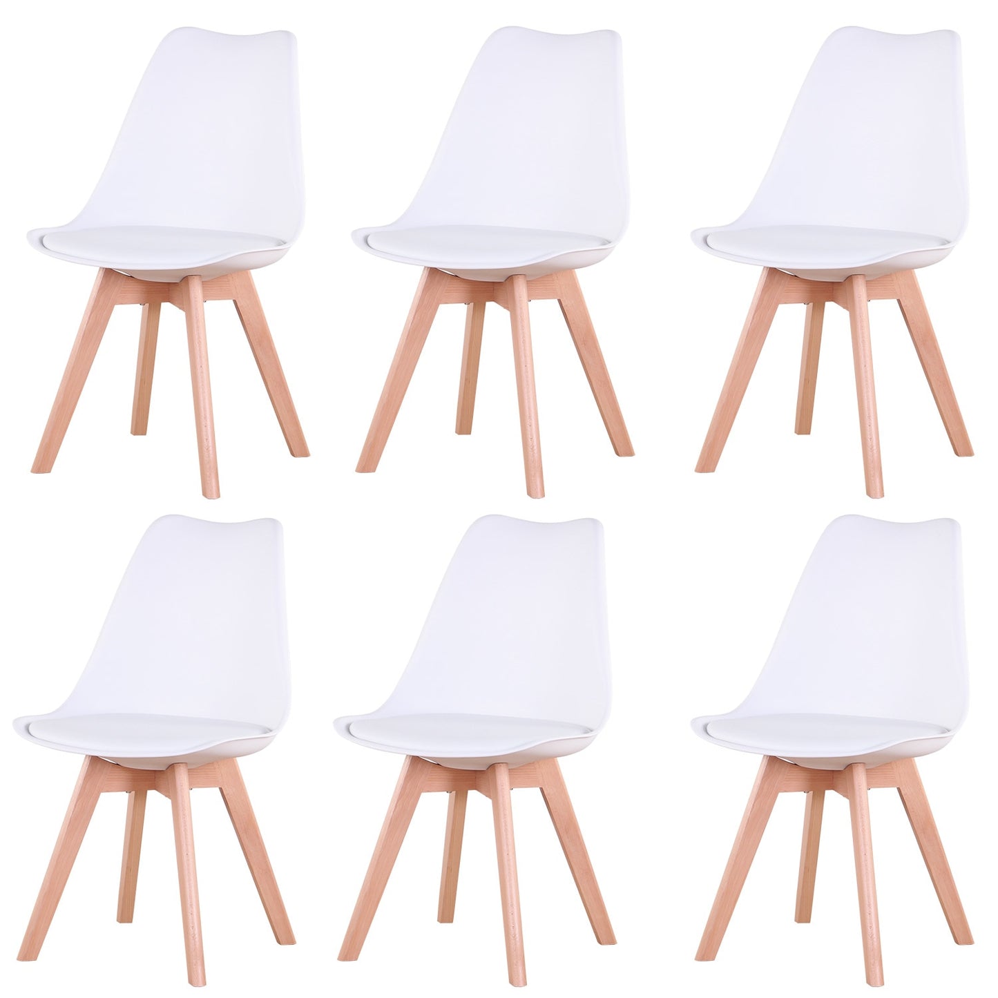 Chaise scandinave pieds en bois clair et assise résine (lot de 6)