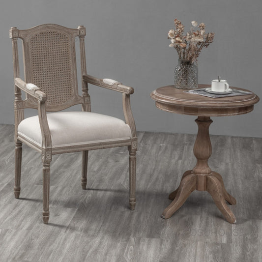 Fauteuil vintage bois et rotin assise rembourrée Gouverneur