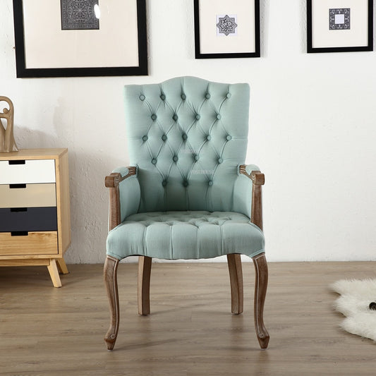 Fauteuil vintage capitonné avec armature bois