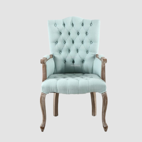 Fauteuil vintage capitonné avec armature bois