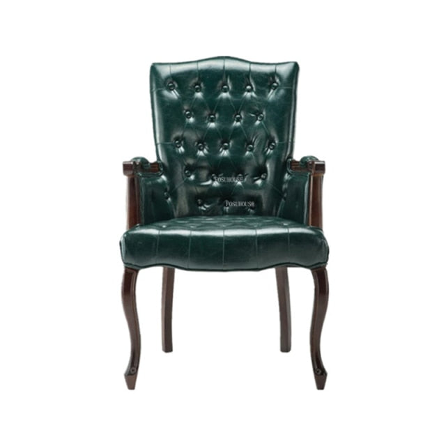 Fauteuil vintage capitonné avec armature bois