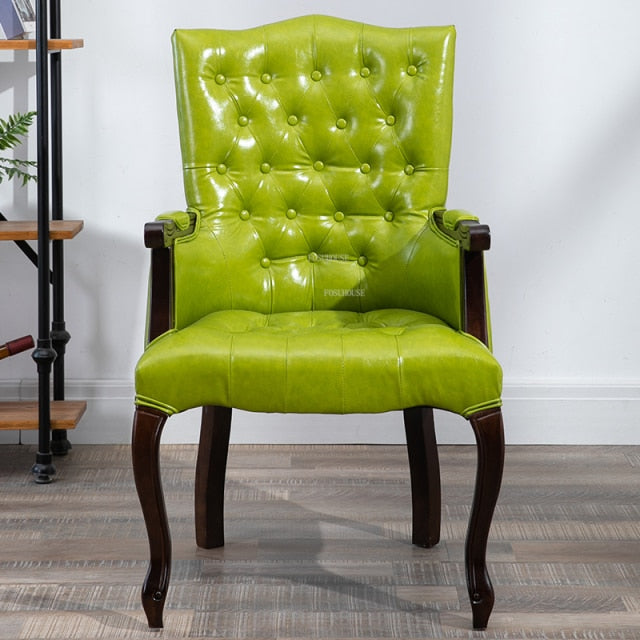 Fauteuil vintage capitonné avec armature bois