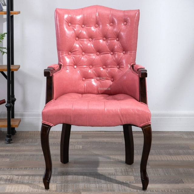 Fauteuil vintage capitonné avec armature bois