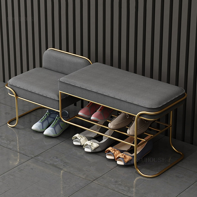 Banc design à doube niveau avec rangement pour chaussures