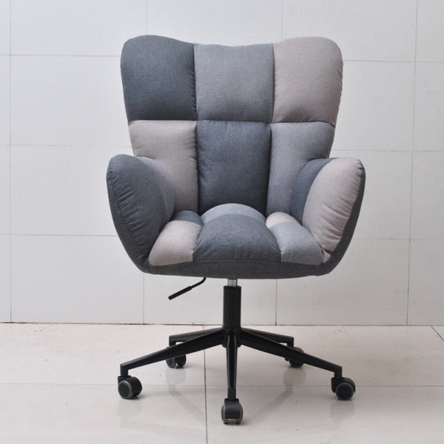 Fauteuil de bureau rembourrée en tissu ajustable sur roulettes