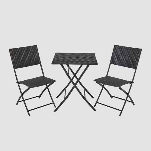 Chaise pliable par deux pour terrasse et jardin avec table (set complet)