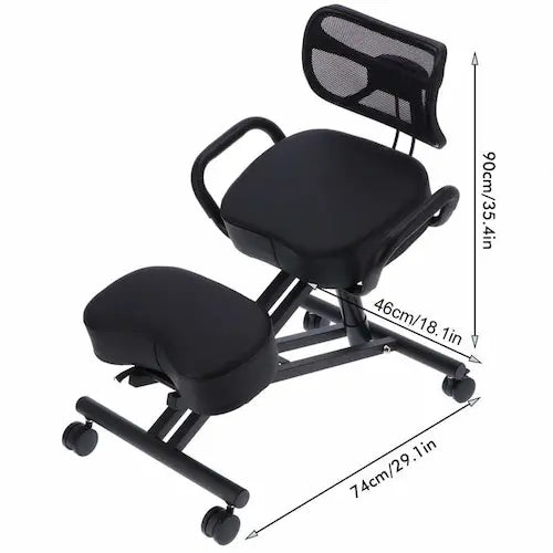 Tabouret ergonomiques sur roulettes avec soutien lombaire et poignées