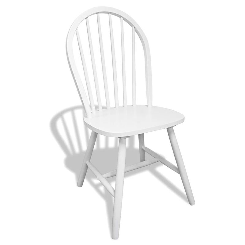Chaise vintage de salle à manger en bois blanc à dossier arrondi