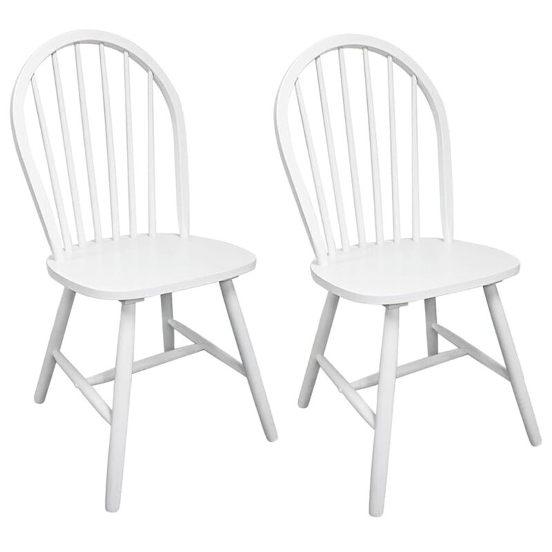 Chaise vintage de salle à manger en bois blanc à dossier arrondi