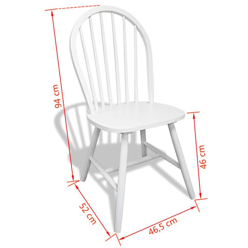 Chaise vintage de salle à manger en bois blanc à dossier arrondi