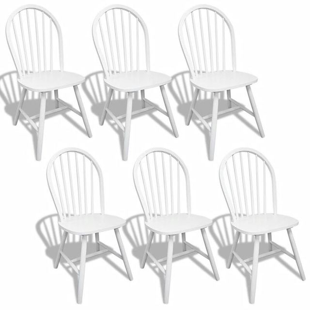 Chaise vintage de salle à manger en bois blanc à dossier arrondi