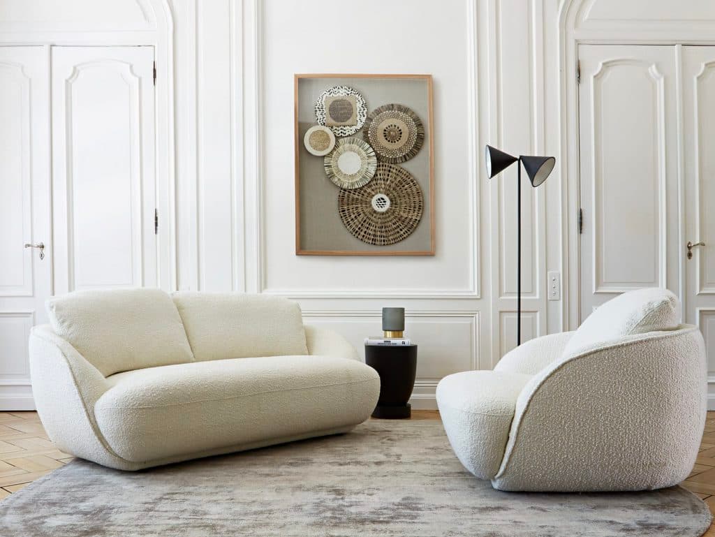 chaise bouclette blanche design haut de gamme