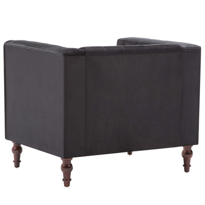 Fauteuil chesterfield velours noir, vue de dos