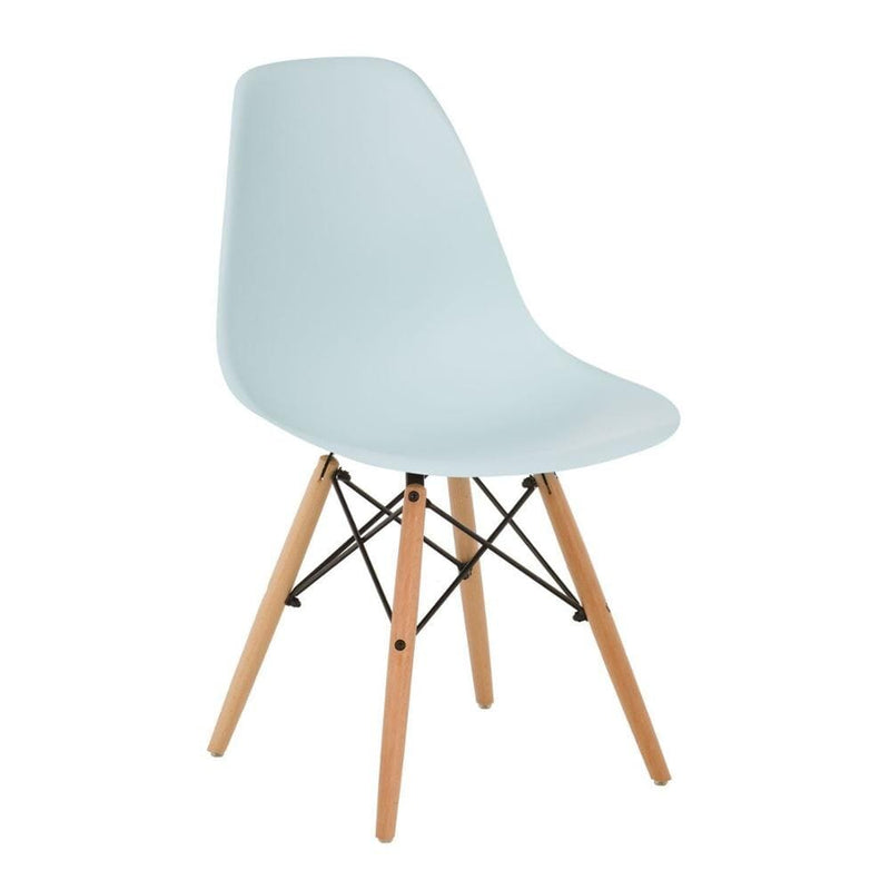 Chaise scandinave moderne en bois et plastique bleu ciel