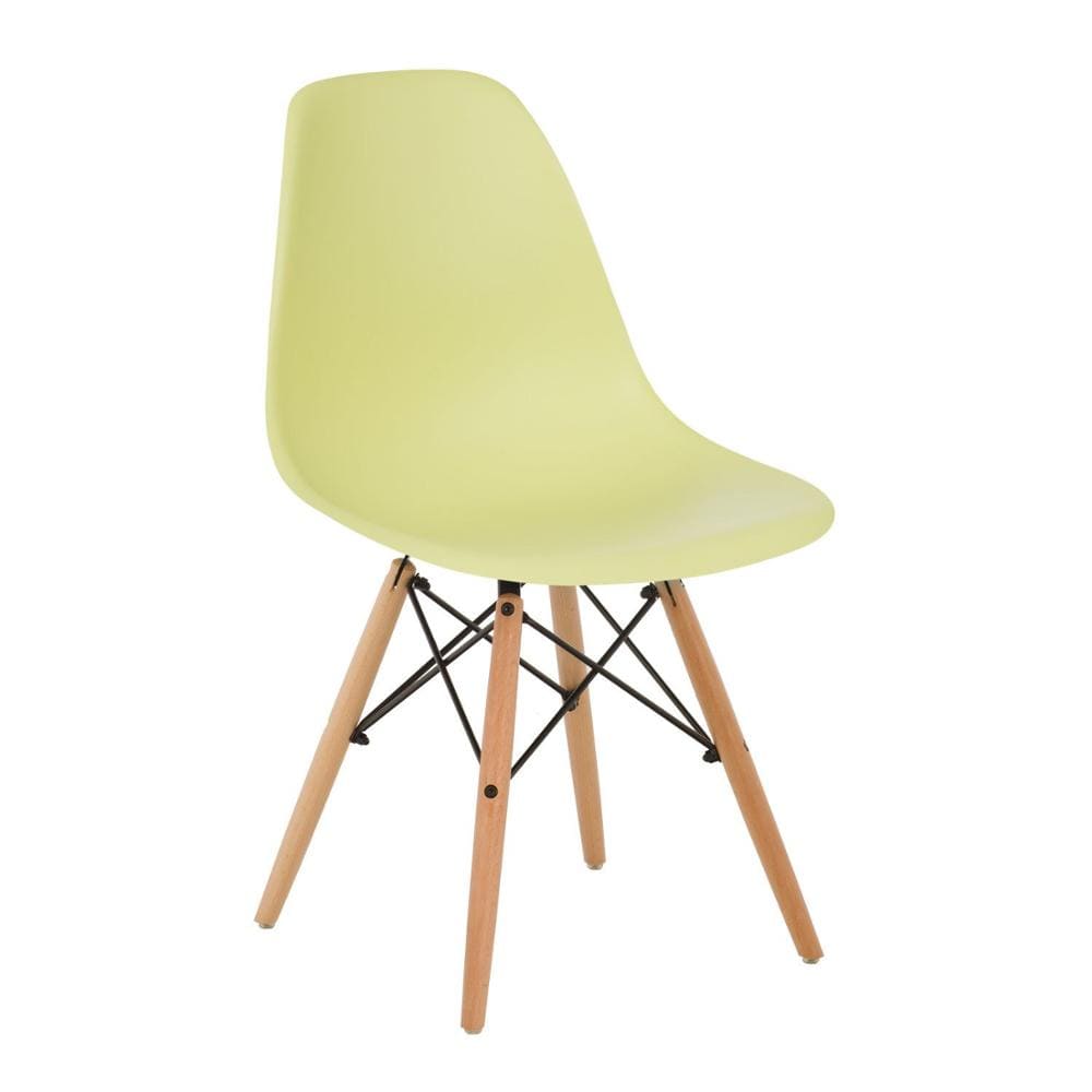 Chaise scandinave moderne en bois et plastique jaune pastel