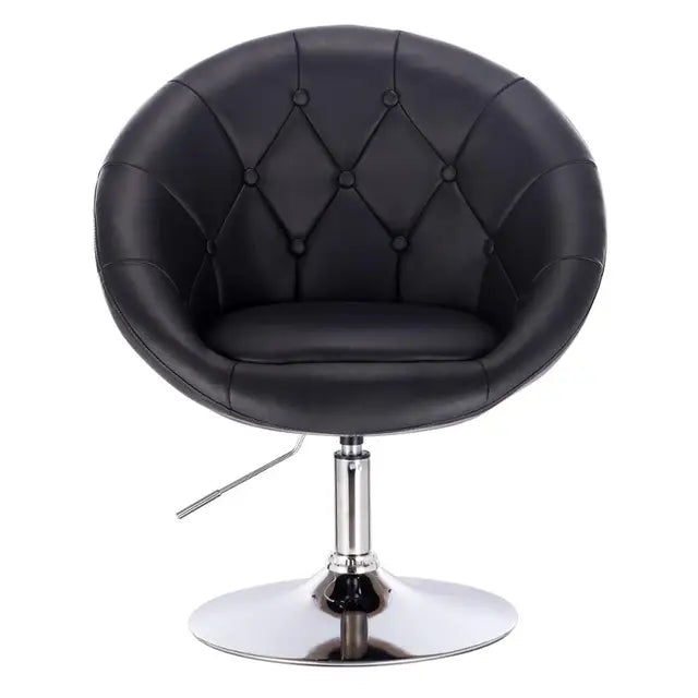 fauteuil vintage rond similicuir noir