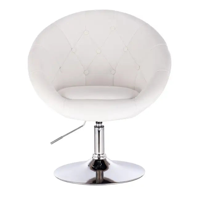 fauteuil vintage rond simili blanc