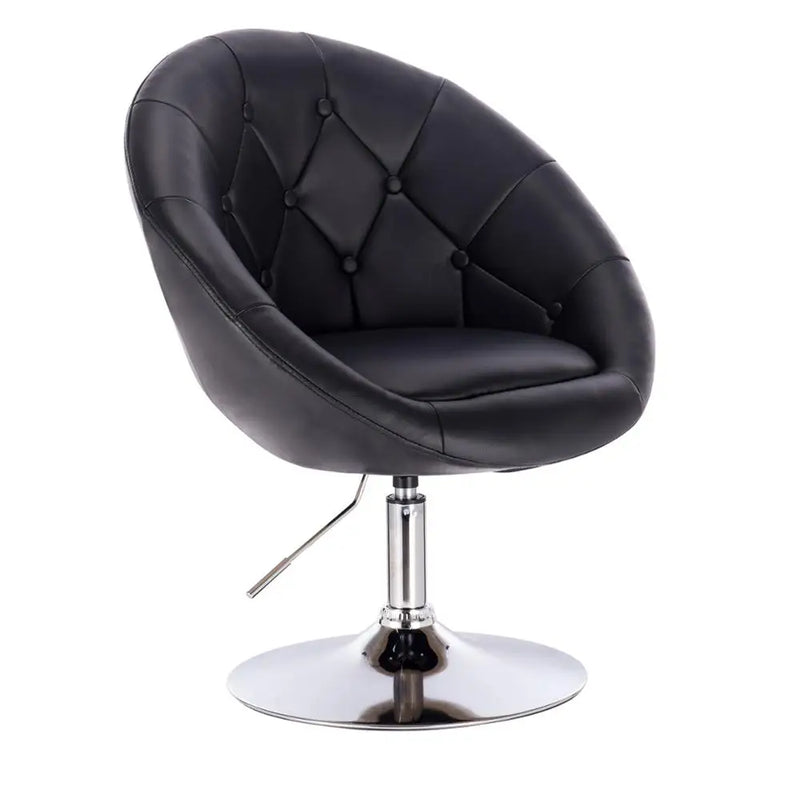 fauteuil vintage rond similicuir noir