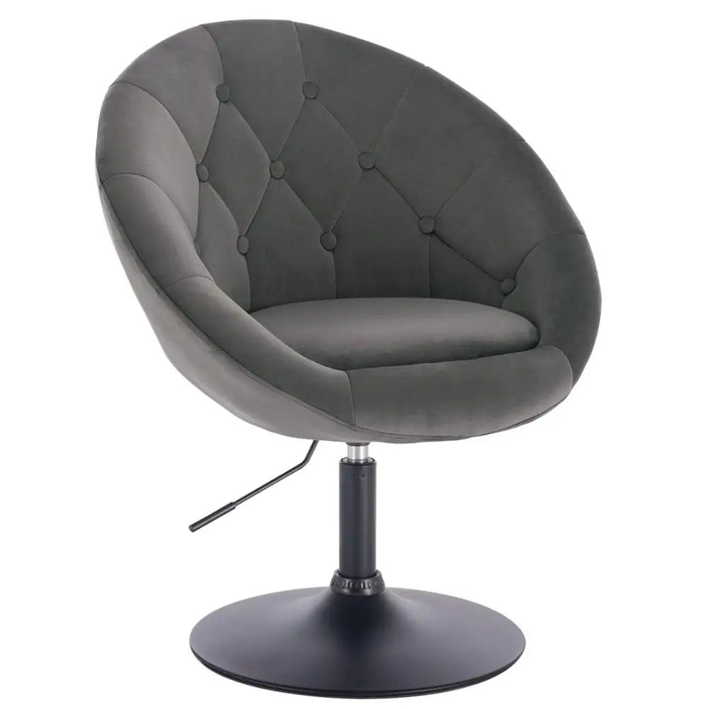 fauteuil vintage rond velours gris