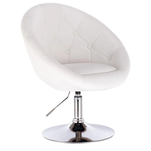 fauteuil vintage rond similicuir blanc