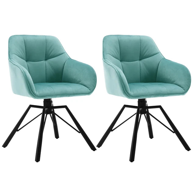 chaise moderne rotative avec accoudoirs turquoise