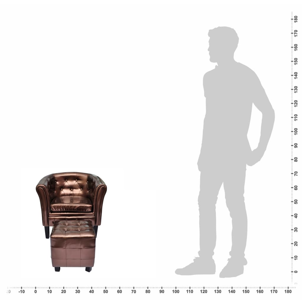 Fauteuil chesterfield et repose-pied à l'échelle d'une personne