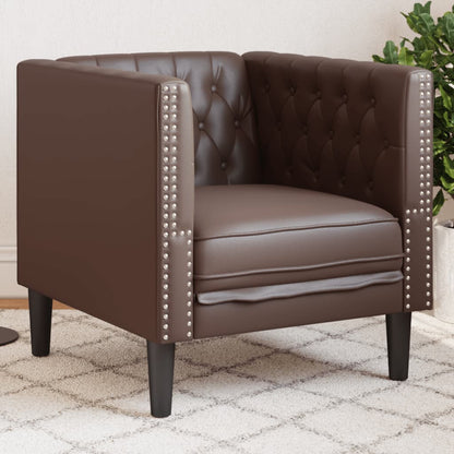 Fauteuil chesterfield marron en situation dans un salon
