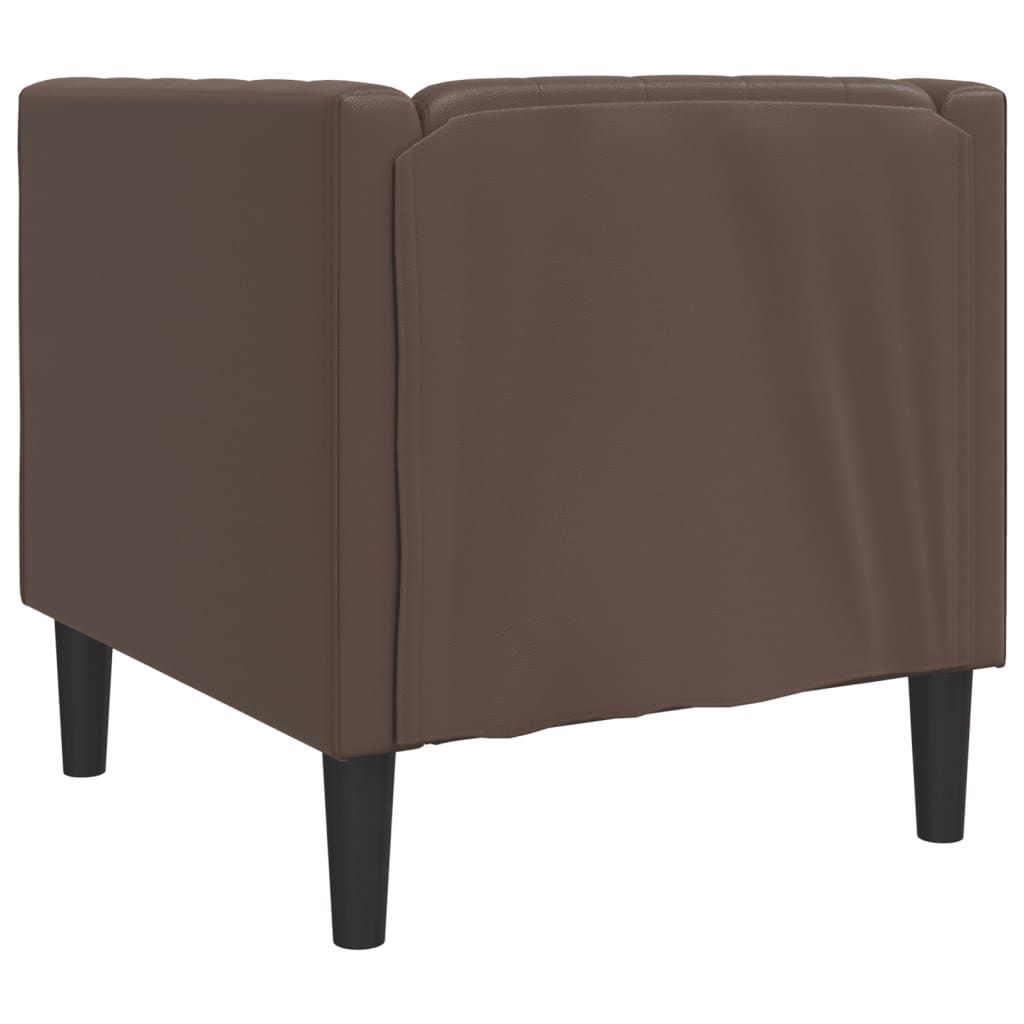 Fauteuil chesterfield en similicuir marron, vue de dos