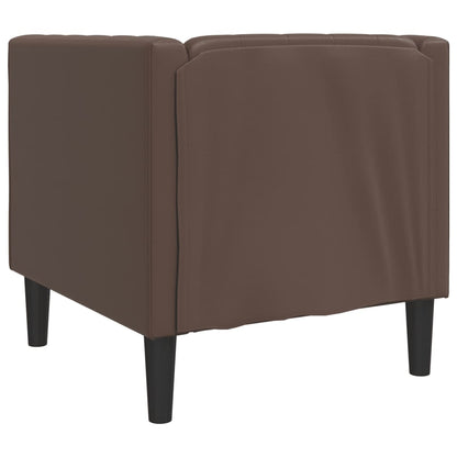 Fauteuil chesterfield en similicuir marron, vue de dos