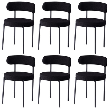set de 6 Chaises scandinaves noire salle a manger velours texturé architecture metal noir