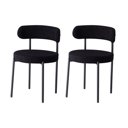 lot de 2 Chaises scandinaves noire salle a manger velours bouclé architecture metal noir