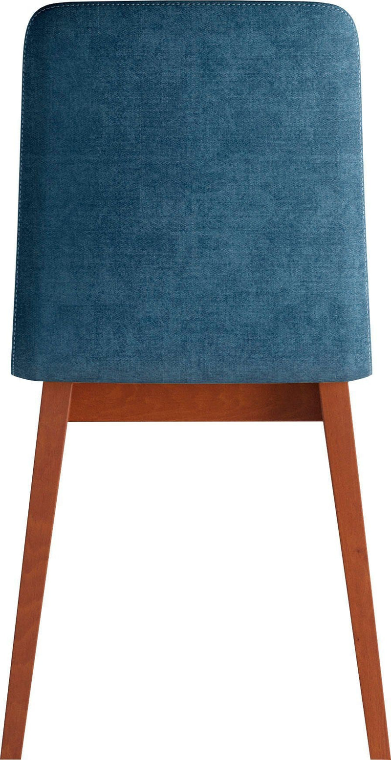 Chaise design moderne pour salon bois et bleu face arrière