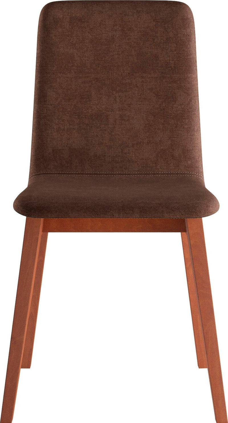 Chaise moderne pied bois et assise rembourrée tissu marron