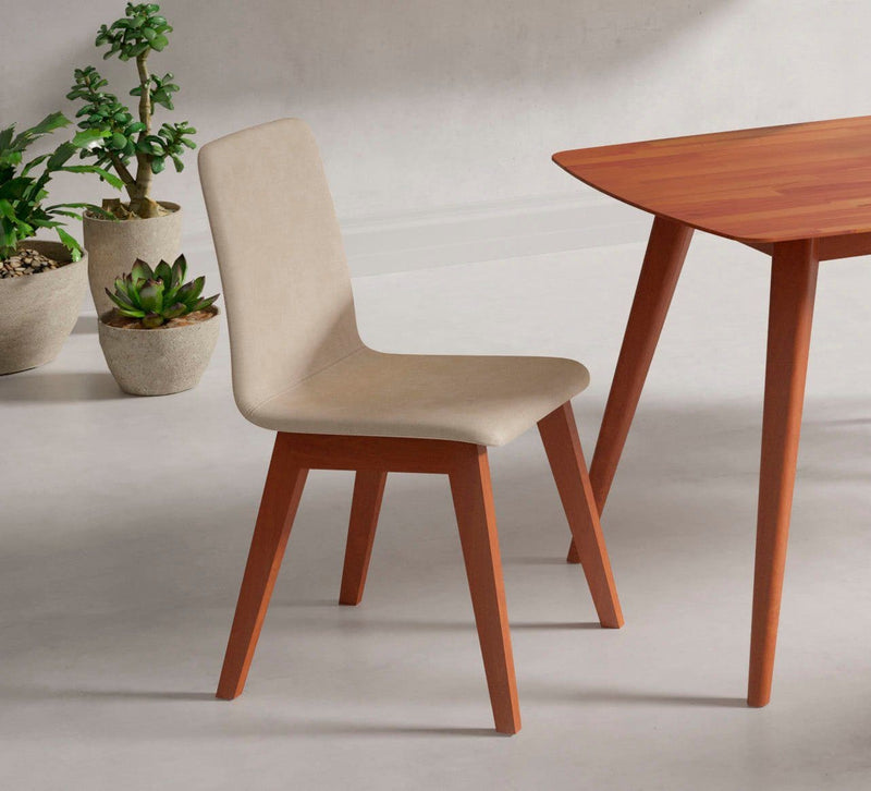 Chaise moderne salle à manger pied bois assise confort crème- SANDY