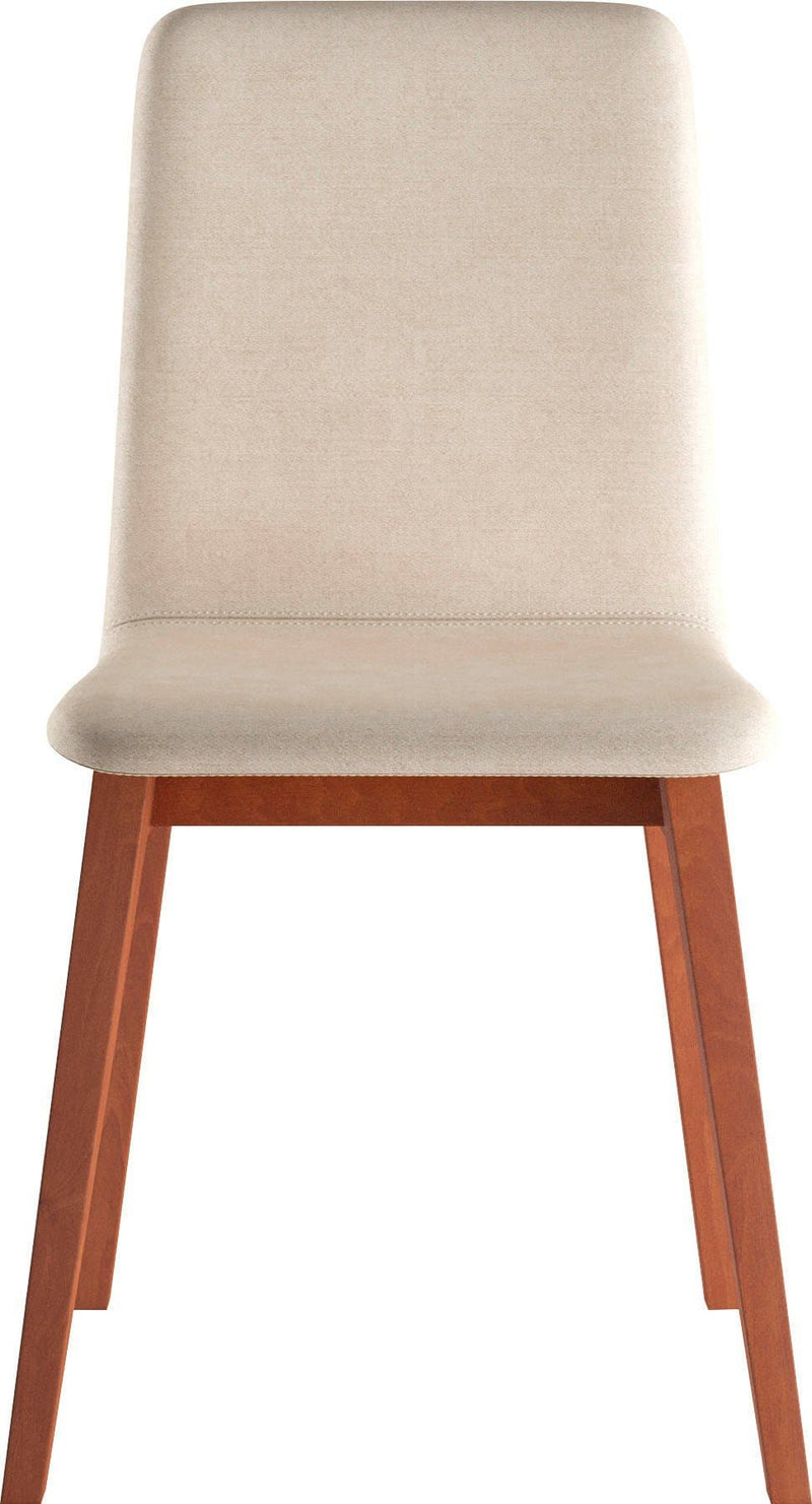 Chaise moderne salle à manger pied bois assise confort crème de face  - SANDY 