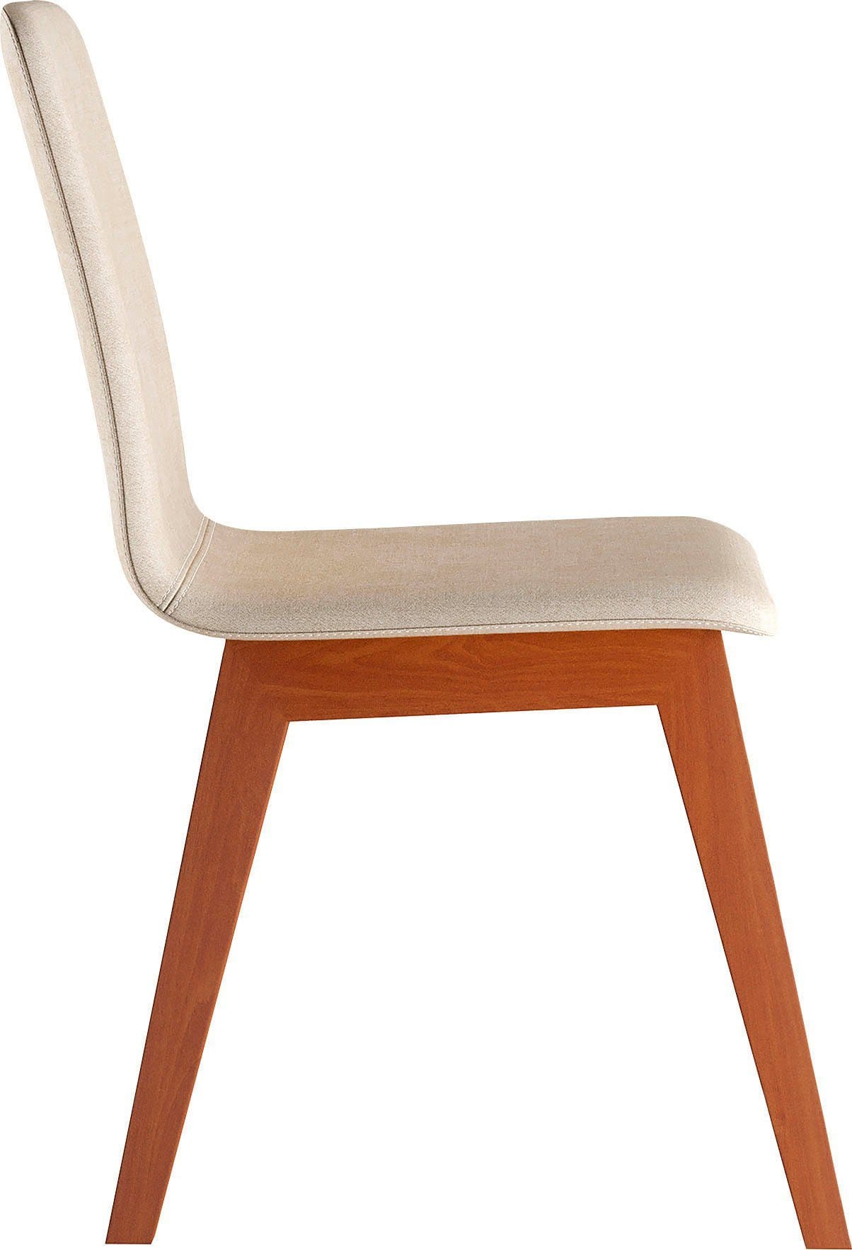 Chaise moderne salle à manger pied bois assise confort crème vue latérale 