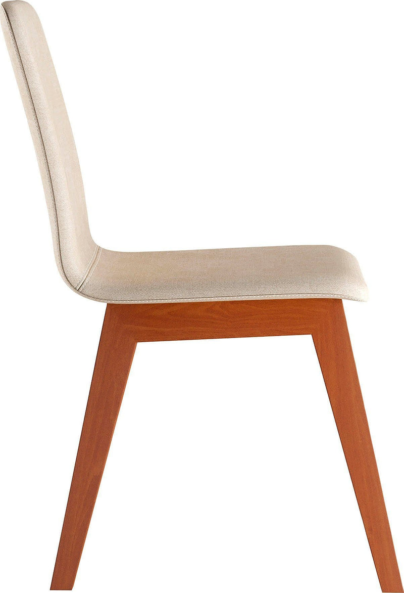 Chaise moderne salle à manger pied bois assise confort crème vue latérale 