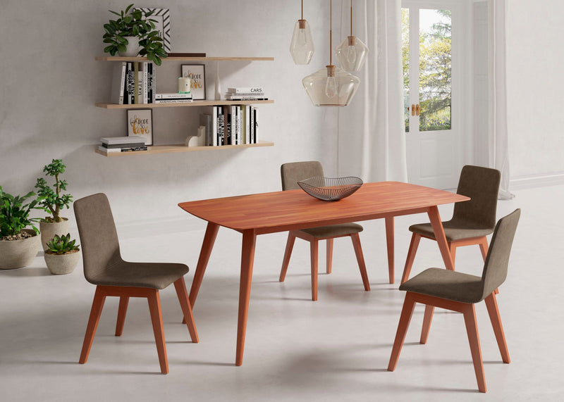 Chaise salle à manger dossier fin marron et pieds bois