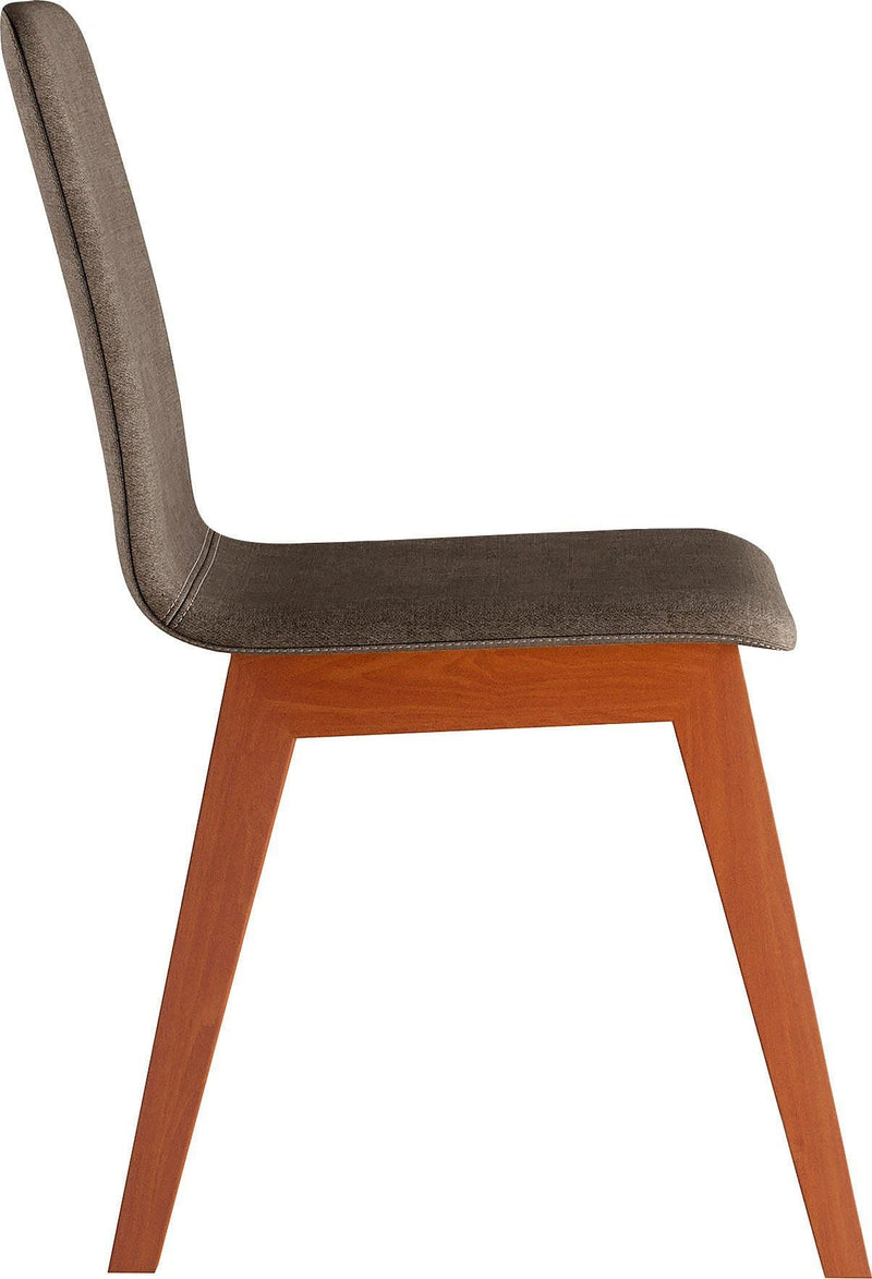 Chaise salle à manger dossier monocoque fin marron et pieds bois