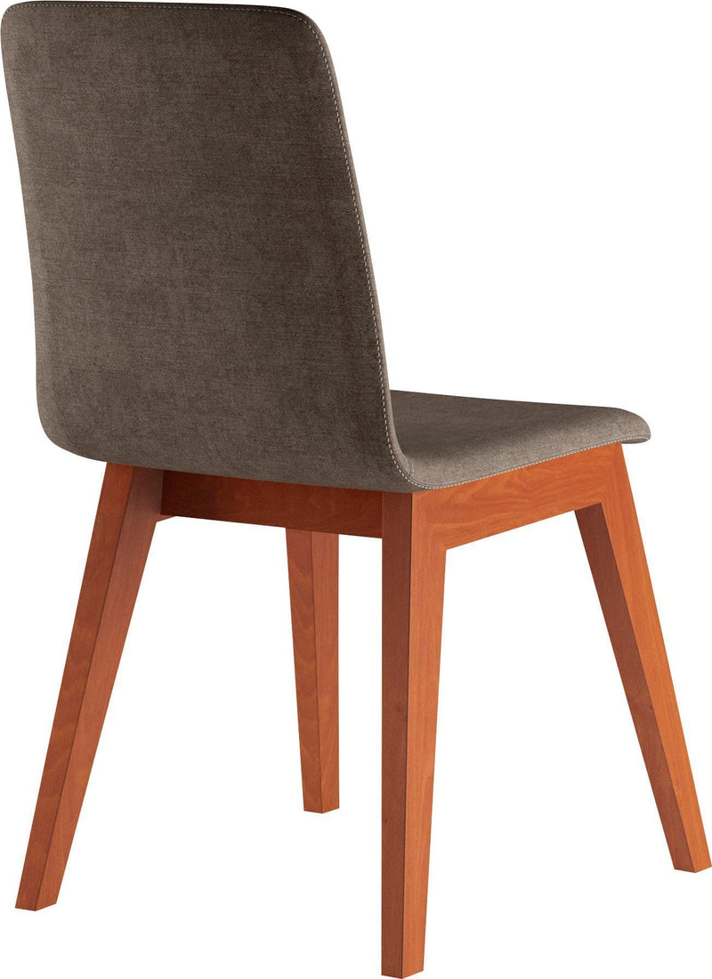 Chaise salle à manger dossier monocoque fin taupe et pieds bois